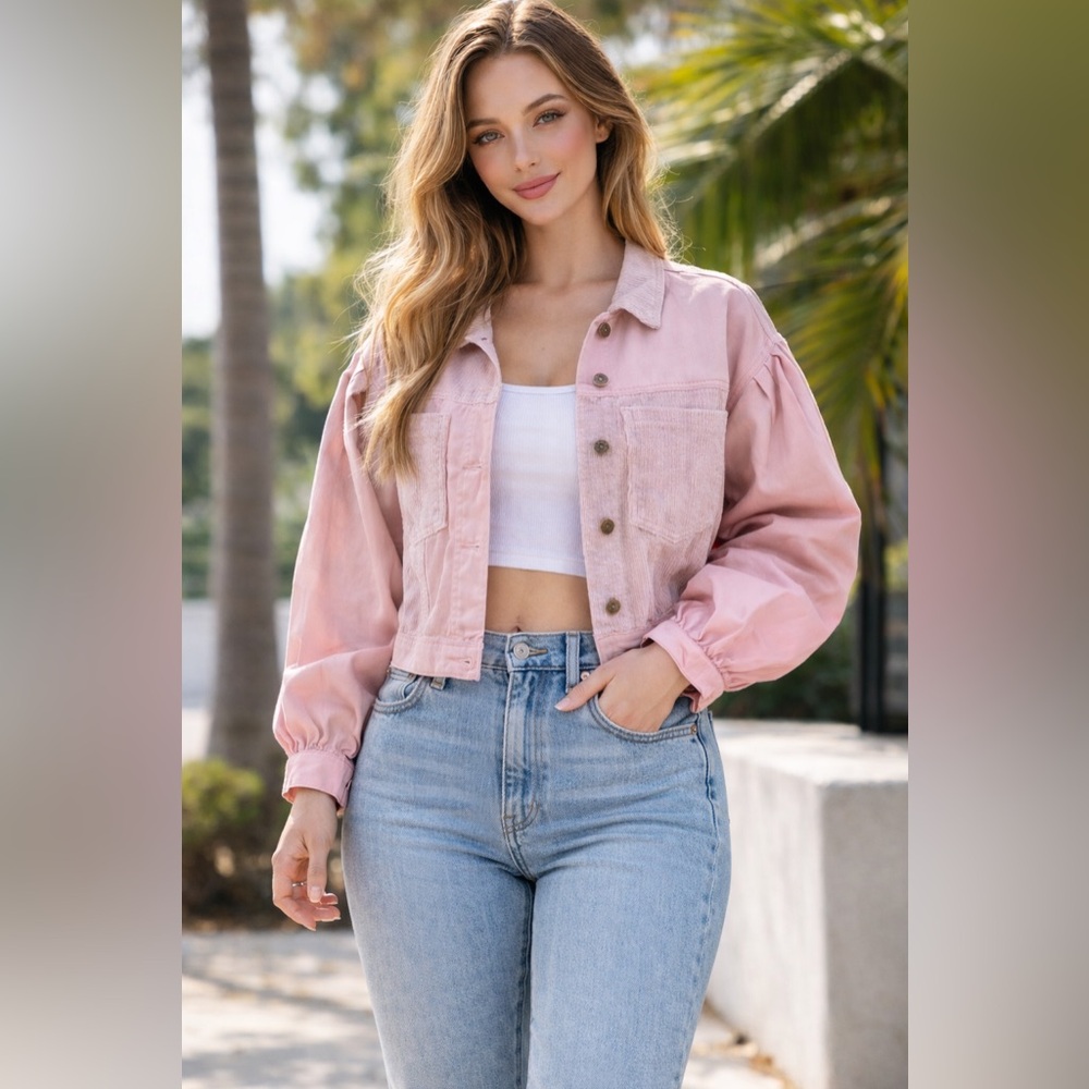 Easel Pink Corduroy Jacket